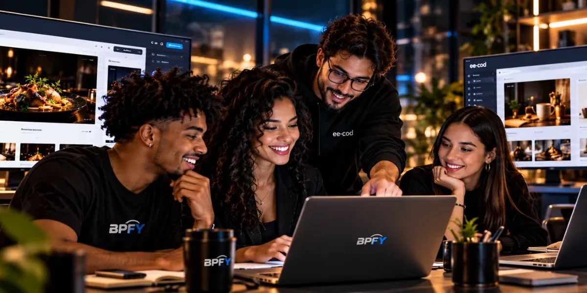 Jovens criadores BPFY montando sites juntos